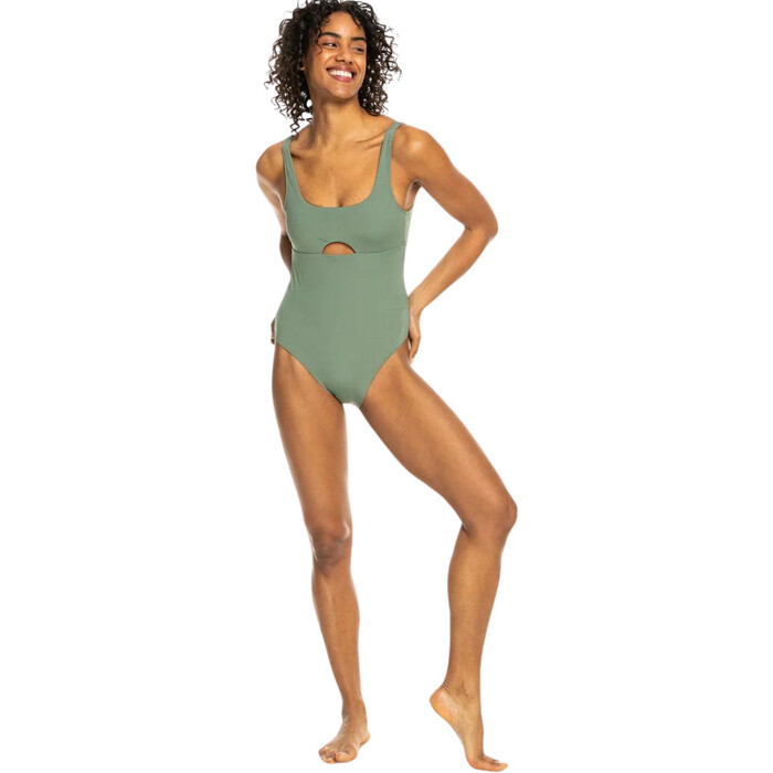 2024 Roxy Pro The Double Line One Piece Swimsuit ERJX103588 - Agave Green